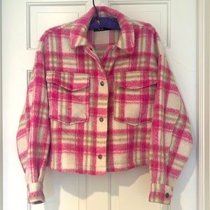 Zara Pink Plaid Cropped Shacket